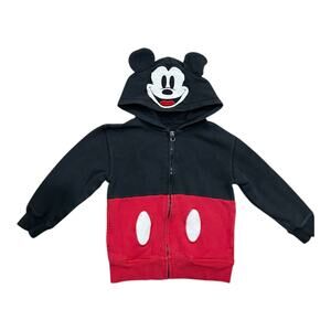 Disney Parks Kids XS 6 Mickey Mouse Character Zip Costume Hoodie Black Red Ears
